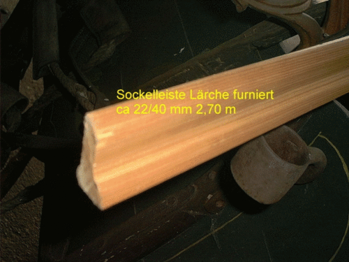 Sockelleiste Lärche furniert 20 x 40 mm, Länge 2,7 m, A/B Sortierung
